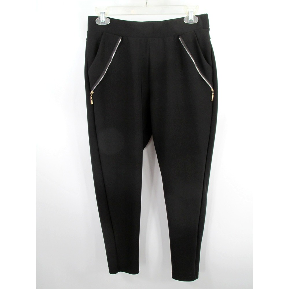 Slim Zip-Front Skinny Pants in Black